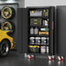 SeventyOneInch Black Metal Garage Cabinet Locking Wheels