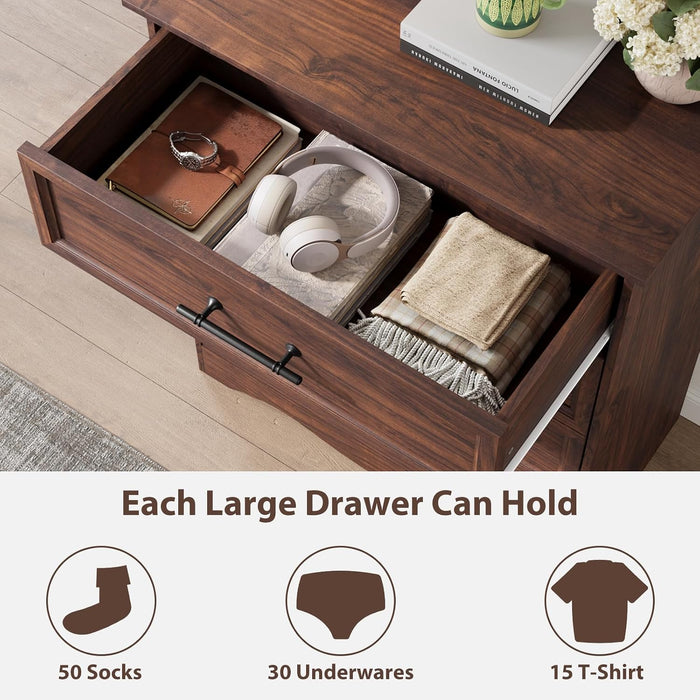 Walnut 4 Drawer Dresser for Bedroom, 36" Tall Chest of Drawers