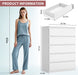 5 Drawer Dresser for Bedroom, White Dresser Chest of Drawers, Tall Dressers for Bedroom with Handleless Drawers, 15" D X 23.7" W X 40.4" H Storage Dressers for Living Room, Hallway and Entryway-White
