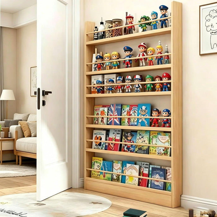 Behind Door Kids Bookshelf Solid Wood SpaceSavingDesign