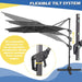 10Ft Cantilever Patio Umbrella, 360° Rotation & Integrated Tilting System Offset Umbrella with 8 Sturdy Ribs, Fade-Resistant & Waterproof for Garden Backyard Poolside Deck