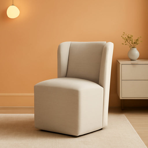 Dining Chairs with Casters No Assembly Upholstered Wingback Single Sofa Armless Deskchair for Bedroom Waiting Room Kitchen Diningroom