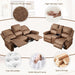 3-Piece Power Reclining Sofa Set with Rivets, Included Electric Massage Recliners, Loveseat Couch with Console and 3-Seater Recliner Sofa, Faux Leather Living Room Furniture Set, Brown