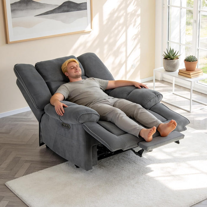 450Lbs Linen Oversized Power Recliner with Electric Headrest