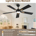 52 Inch Ceiling Fan with Lights and Remote, DC Motor Quiet 6-Speed Reversible Fan, Dimmable LED 3000K/4000K/6000K, Smart APP Control, Modern Black & Gold Ceiling Fan for Bedroom Living Room