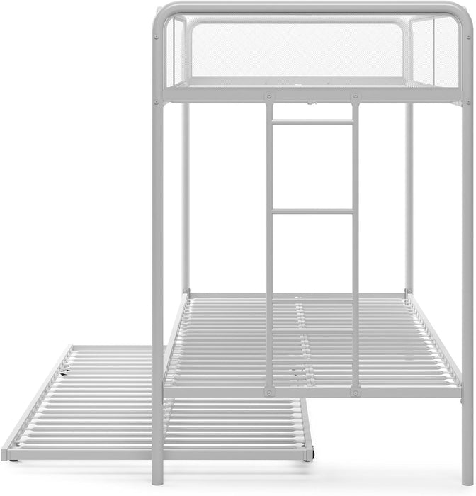 Isaiah Triple Twin Metal Bunk Bed, off White