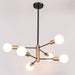 6-Light Sputnik Chandelier, Black and Gold Chandeliers Pendant Lighting, Modern Farmhouse Dinning Room Light Fixture Mid Century Brass, Height Adjustable for Living Room Bedroom Kitchen Island
