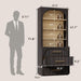 72" Tall Arched Storage Cabinet with Hutch, Bookcase with Open Shelves