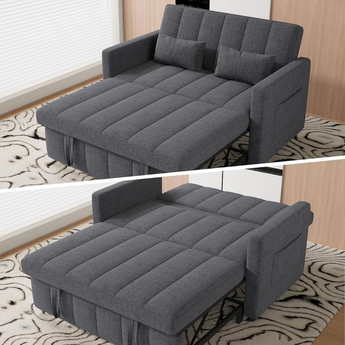 Three In One Convertible Sleeper Sofa Bed With Adjustable Backrest Light Gray