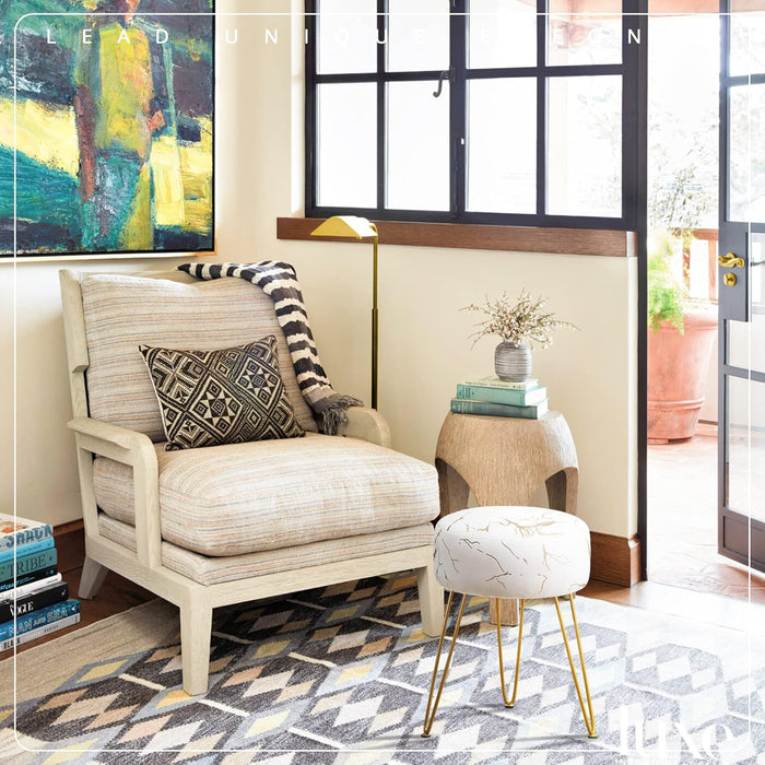 Vanity Stool, Gold Vanity Stools for Makeup Room, round Ottoman Foot Stool, Velvet Footrest Vanity Chair for Bathroom Vanity, Bedroom, Living Room, Entryway, Offices