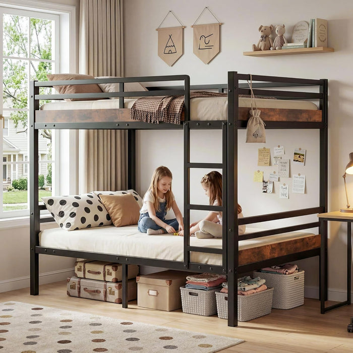 IndustrialGrade Black Metal Twin Bunk Bed Guardrails