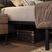 Queen Metal Bed Frame with Victorian Iron-Art Headboard, Black