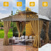 10x10Ft Aluminum Gazebo AllWeather With Netting Curtains