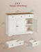 Buffet Cabinet, Sideboard, 3 Doors, 42.1 X 15.8 X 31.8 Inches