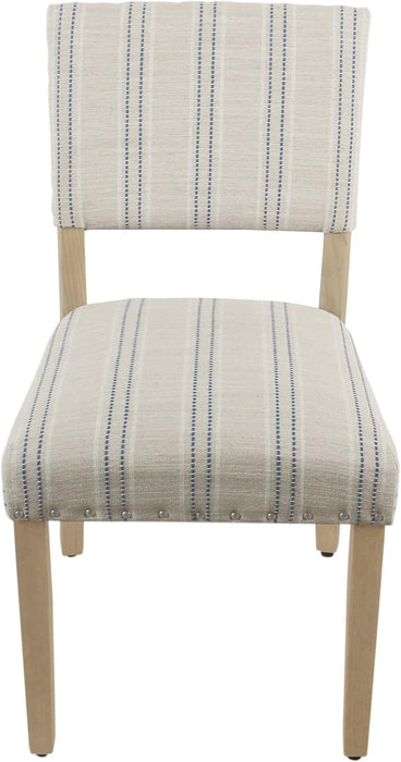 Home Decor | Upholstered Dining Chairs | Dining Chairs Set of 2 with Nailhead Trim | Decorative Home Furniture, Blue and White Stripes