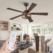 48" Farmhouse Ceiling Fans with Light & Remote, 6-Speed Caged