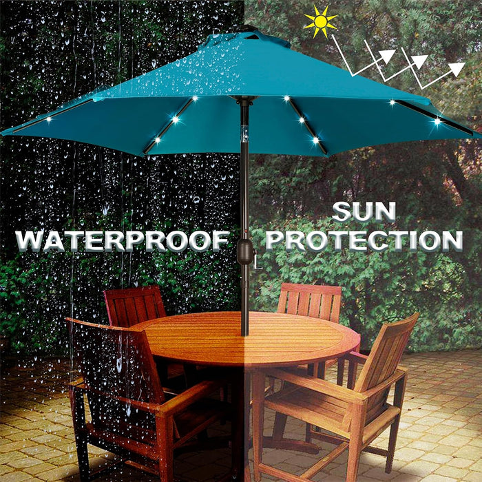 7.5 Ft Solar Umbrella, 18 LED Lighted Patio Umbrella, Table Market Umbrella