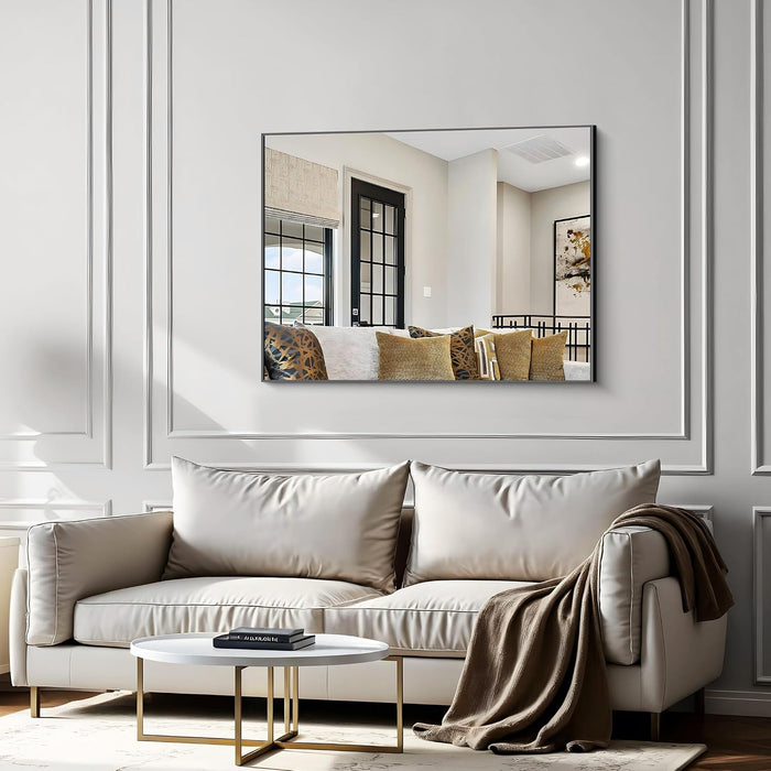 36X48 Inch Black Rectangle Mirrors for Wall, Large Bathroom Mirror for over Sink, Black Framed Rectangular Mirror for Living Room Bedroom Bathroom, Hangs Horizontally or Vertically