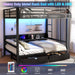 Queen Over Queen Metal Bunk Bed USBChargingPortsAndLED