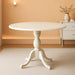 DMT-LWH-TP Dublin Modern Kitchen Table - a round Dining Table Top with Dropleaf & Pedestal Base, 42X42 Inch, Linen White