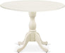 DMT-LWH-TP Dublin Modern Kitchen Table - a round Dining Table Top with Dropleaf & Pedestal Base, 42X42 Inch, Linen White