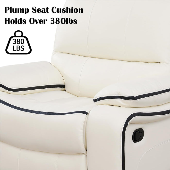 Leather Recliner Sofa Set,Leather Living Room Furniture Set with Storage Console/Cup Holders,Reclining Sofa Set for House/Home Theater(Sofa&Loveseat 2 Pieces，White)