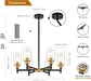 Six Light Black Gold Chandelier Fixture ClearGlassShades