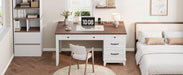Executive Home Office Desk, Adjustable File Drawer Office Desk