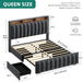 Queen Size Bed Frame with 4 Storage Drawers and RGB LED Lights, Velvet Upholstered Platform Bed with Charging Station and Bookcase Storage Headboard, No Box Spring Needed, Easy Assembly, Grey