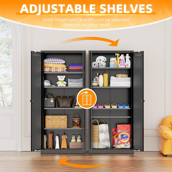 SixtyThreeInch MatteBlack Pantry Cabinet TwinDoors