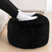 Round Pouf Ottoman Stuffed Plush Fiber Pouf Ottoman Footrest Foot Stool Bean Bag Ottoman Floor Pouf for Bedroom Living Room Accent Seat 20X12Inches with Modern Foam Filler (Black)