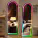 Arch Full Length Mirror 55.5 X 15.7 in with Stand — Arch LED RGB Full Body Mirror, 7 Lighting Modes, Dimmable Touch Controls, Adjustable Tilt, White Frame for Bedroom Dressing Room
