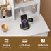 App & Button Controlled RGB Vanity with Arc Mirror, Small Makeup Vanity Table Set with Drawers & Chair, 3 Lighting Modes & Adjustable Brightness with Power Outlet, Vanity for Women Girls Bedroom
