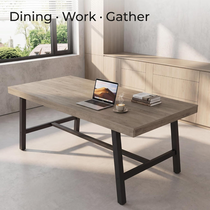 71''Industrial Dining Table for 6-8 People，Large Kitchen Table