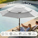 10FT Patio Umbrella 3 Tiers Outdoor Market Umbrella with 32 Solar Powered LED Lights, Windproof Outdoor Market Umbrella for Deck, Poolside & Garden, Sturdy Push-Button Tilt Table Umbrella, Light Gray