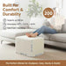 Square Stuffed Pouf Ottoman, Plush Poufs with Foam Chunk Filling, Foot Rest Stool for Living Room, Cream