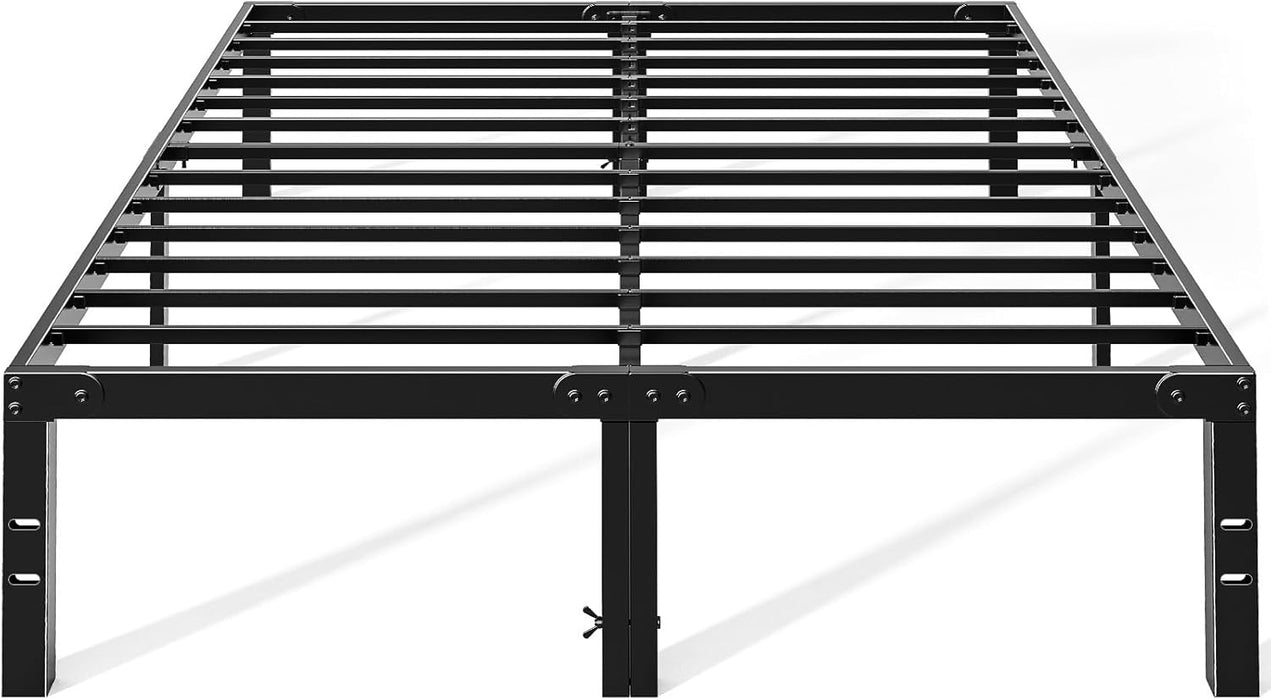 Full Size Metal Platform Bed Frame with Storage Space, Heavy Duty Sturdy Mattress Foundation, Strong Support Slats, 800LBS, Easy to Assemble, Black