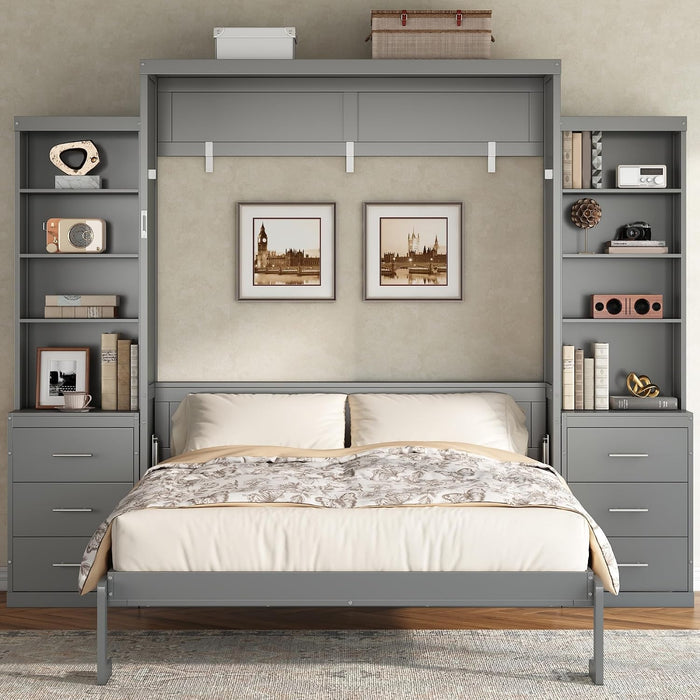 Gray Murphy Cabinet Bed Space Saving StorageDrawers