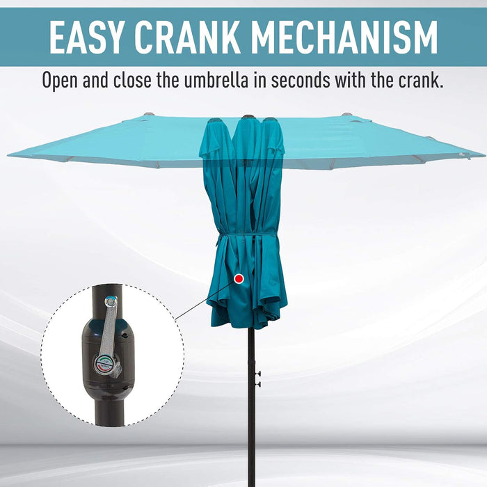 Extra Large 15 Ft Patio Umbrella, Double-Sided Wide Outdoor Umbrella with Crank Handle and Air Vents for Backyard, Deck, Pool, Market, Cream White