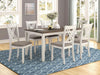 Home Furnishings - Fortress - Wood - 7-Piece Rectangular Dining Table Set – Farmhouse Style with Double-Cross Back Armless Side Chairs - Dining Room - Vintage White, Chestnut Brown - 190721