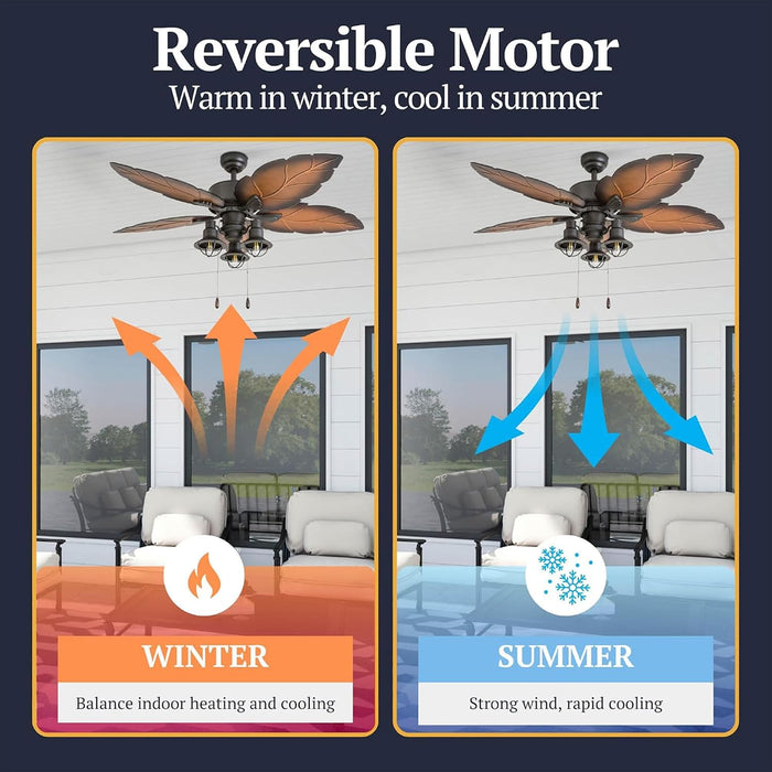 Tropical Bronze 52 Inch Ceiling Fan With Remote