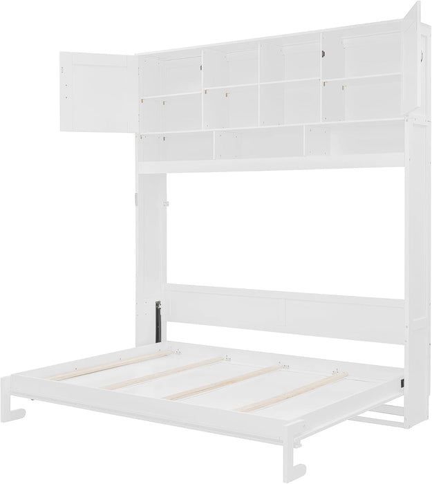Queen Murphy Wall Bed With HydraulicLiftStorageCabinet