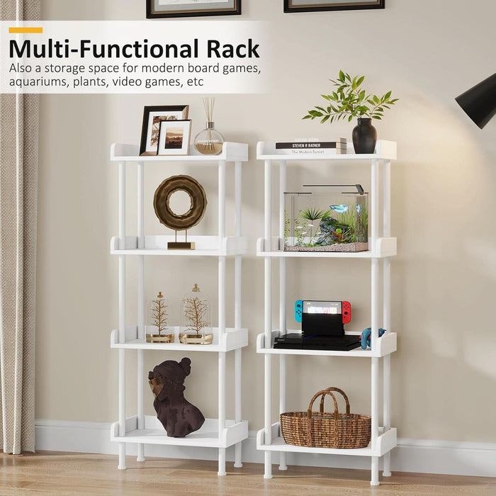 Bookcase 4 Tier Bookshelf, Vintage Small Bookshelf for Small Spaces, Wooden Book Shelf Small Bookcase for Living Room Bedroom