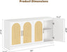 59" Rattan Sideboard Buffet Cabinet - Large Storage Cabinet with 4 Doors, Modern Console Table Accent Coffee Bar Cabinet for Living Room, Kitchen, Hallway, Dining Room, White