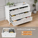 White Dresser 6 Drawer, Wood Dresser Chest of Drawers, Clothes Dressers for Bedroom with Curved Legs and Grooved Drawer Front, French, 47.24" W*15.75" D*33" H