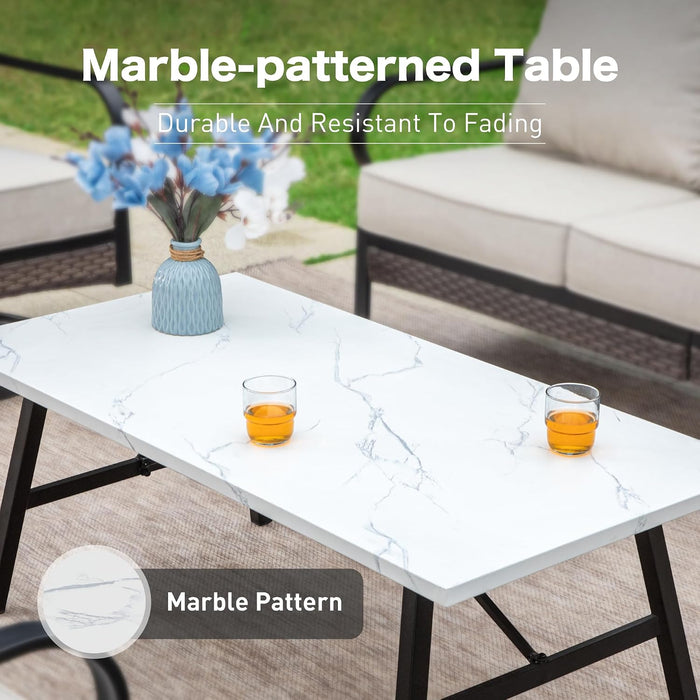 , 4 PCS Metal Patio Conversation Set, Rocking Chairs
