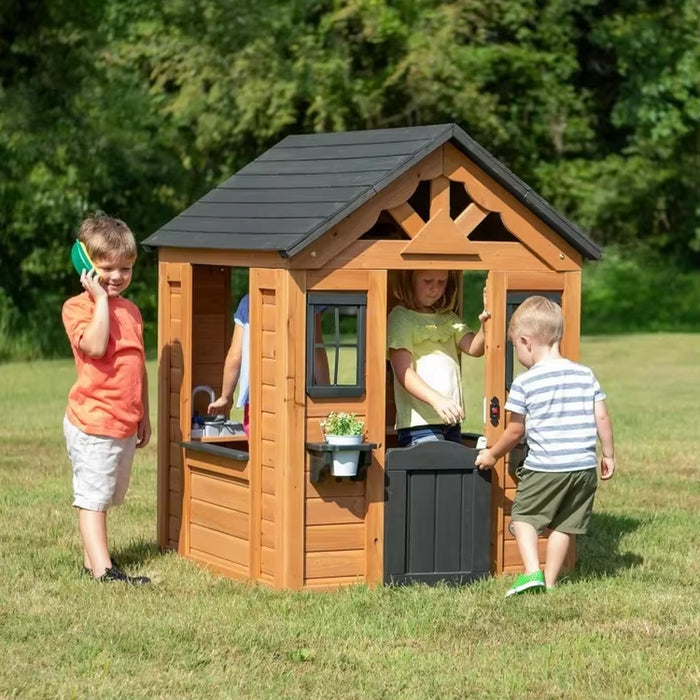 Christmas.Sweetwater All Cedar Wooden Playhouse, Light Brown