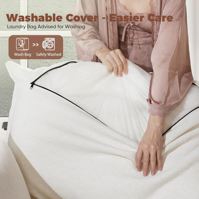 Oversized Accent Chair, Upholstered Modern Sofa Chair with Removable Backrest & Detachable Cover, 24.5" Deep Seat Large Reading Armchair for Living Room Bedroom Office - Chenille White Set of 1