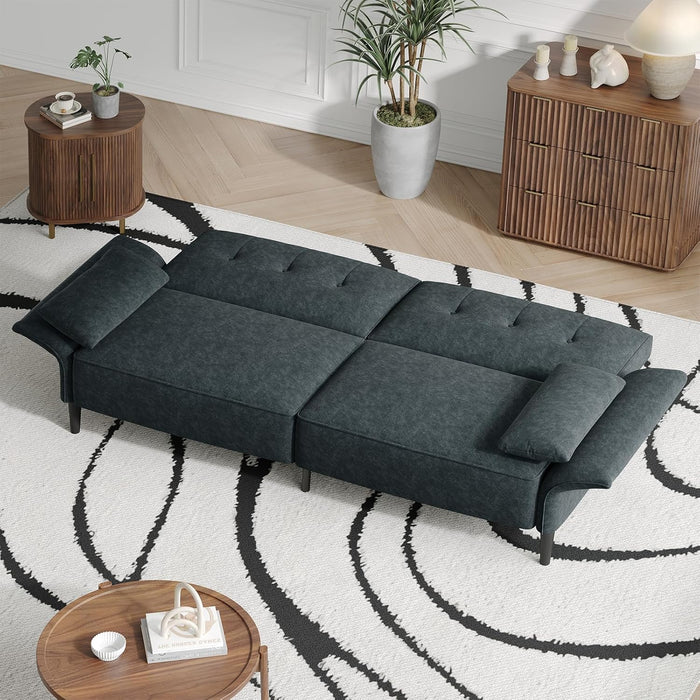 89 Inch DarkGray Velvet Fabric Convertible SofaBed