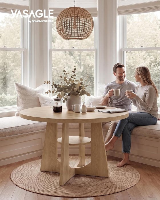 47-Inch round Dining Table for 4-6 People, Pedestal Kitchen Table